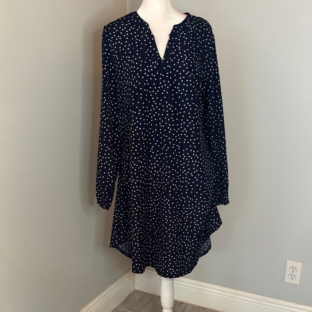 [Couer de Vague] Navy Polka Dot Women's Dress - Size Large
